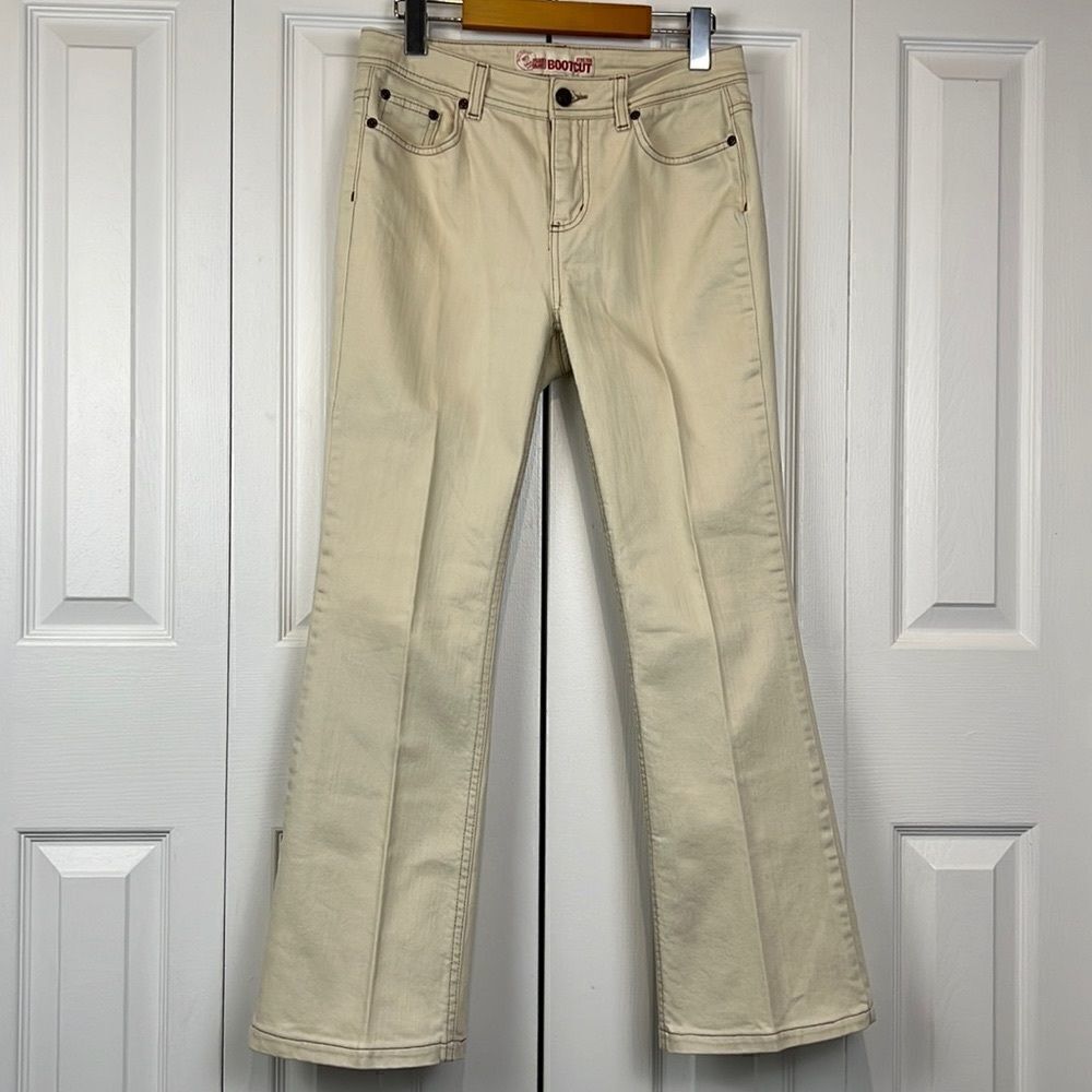 Faded Glory‎ Bootcut Ankle Length Stretch Cream Mid Rise Jeans Size 4